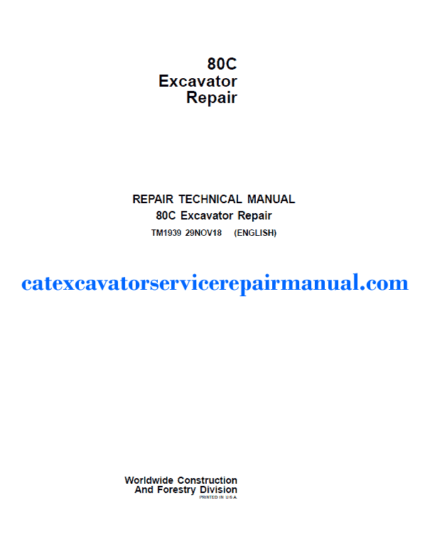 Cat Repair Manual (PDF) John Deere 80c Excavator Technical Repair Manual (tm1939)