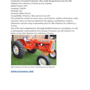 Allis Chalmers D12 Series 3 Tractor Workshop Service Manual