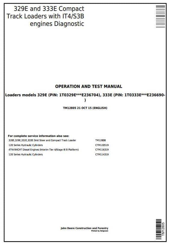 Cat Repair Manual (PDF) John Deere 329E 333E Track Loader IT4 S3B Engine Diagnostic Manual