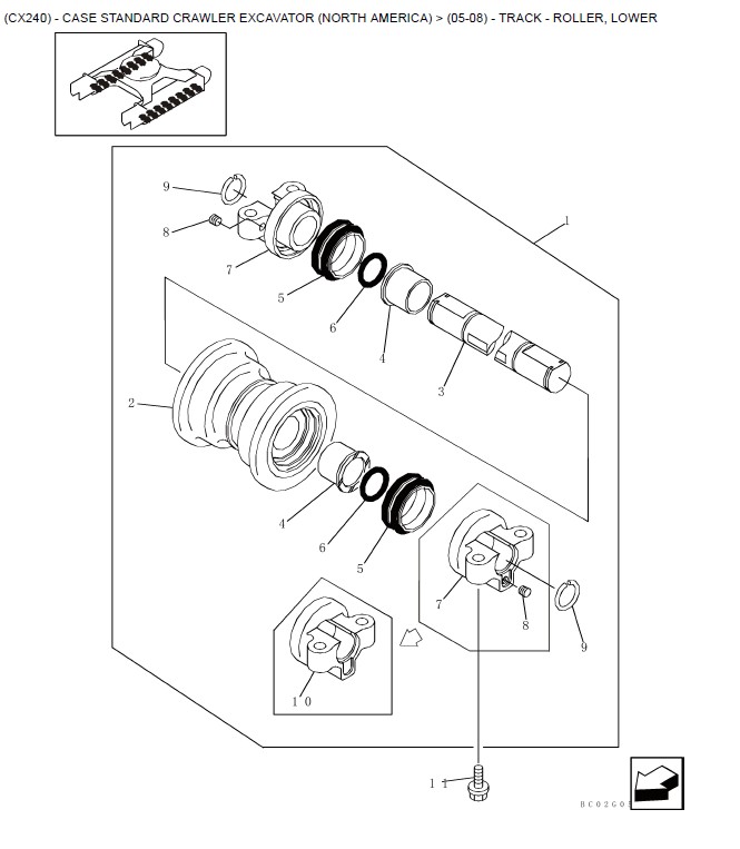 CASE CX240 Excavator Parts Catalog Manual
