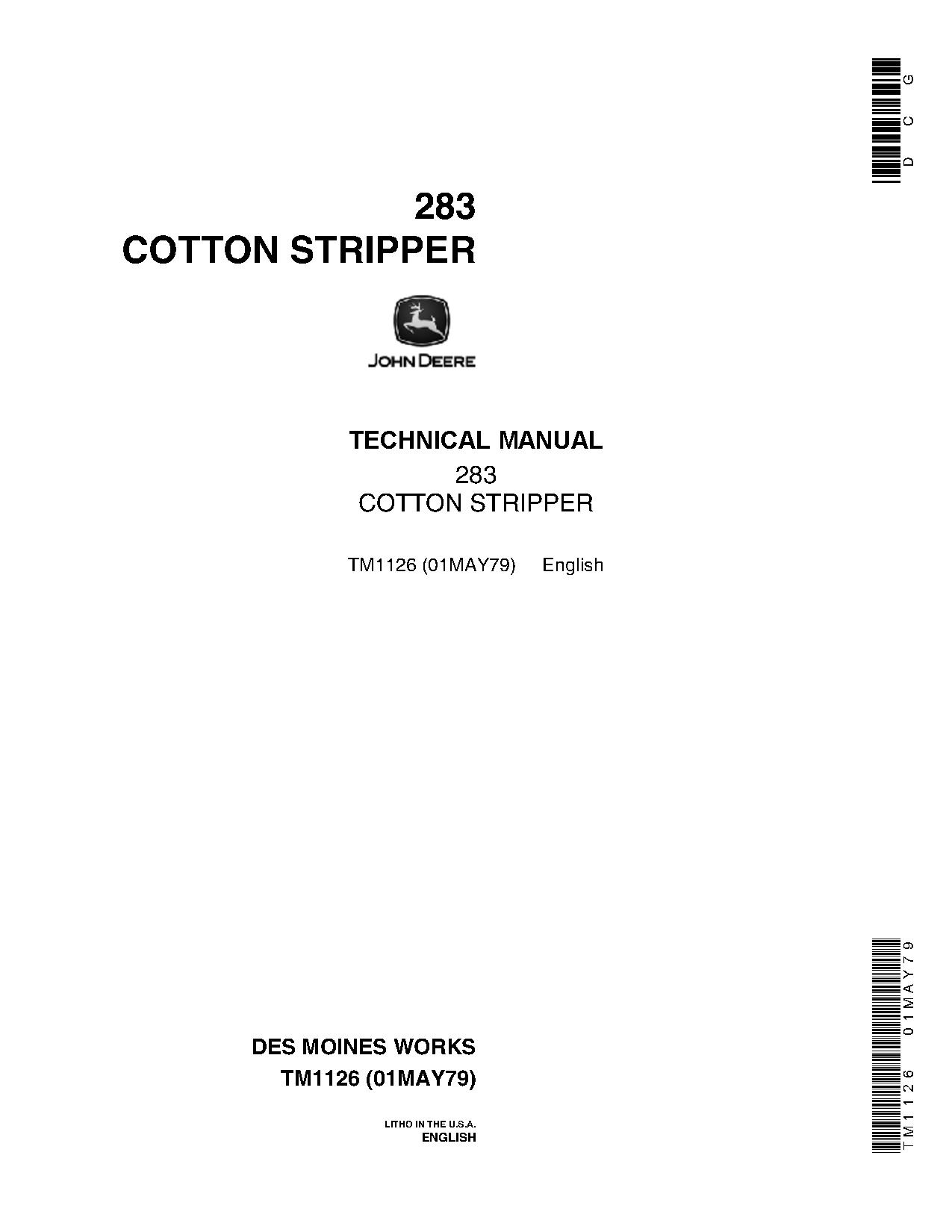 John Deere 283 Cotton Strippers Technical Manual TM1126