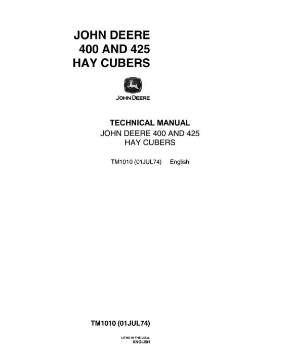 Cat Repair Manual (PDF) John Deere 400 425 Hay Cubers Service Repair Manual