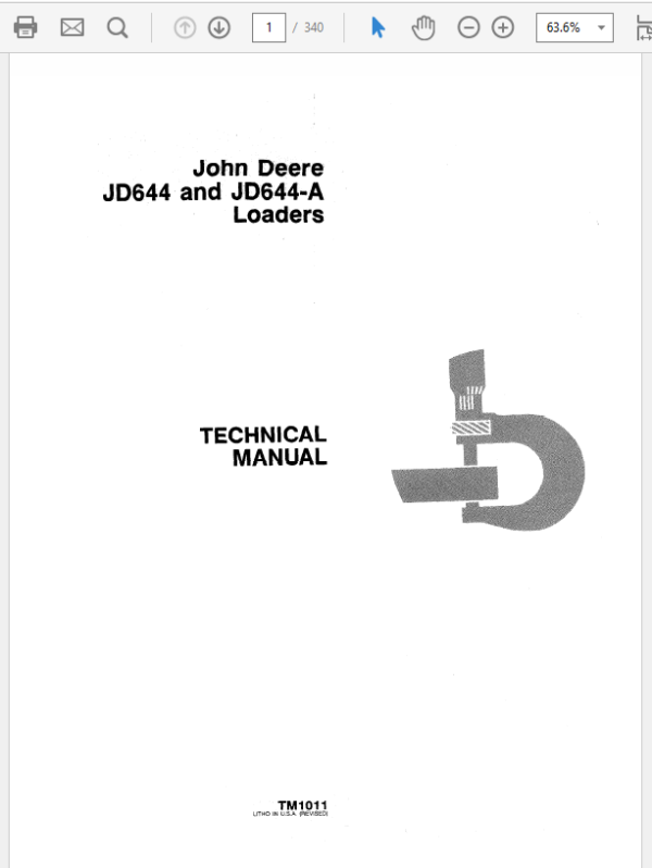 Cat Repair Manual (PDF) John Deere 644, 644A Loader Repair Technical Manual