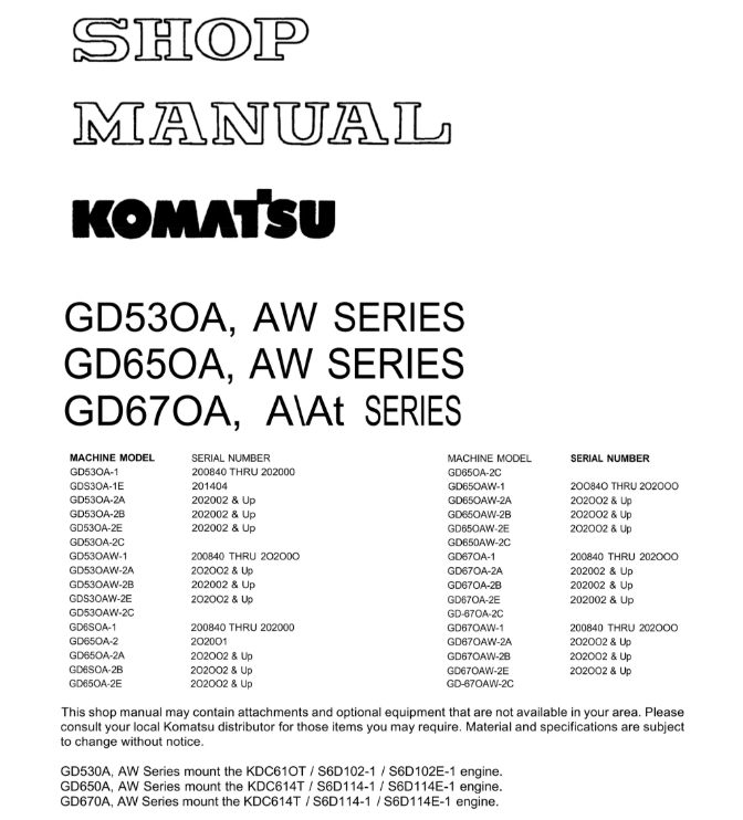 Komatsu GD530A Service Repair Manual