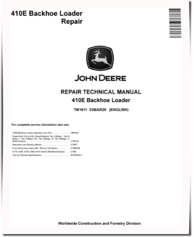 John Deere 410E Backhoe Loader Service Manual