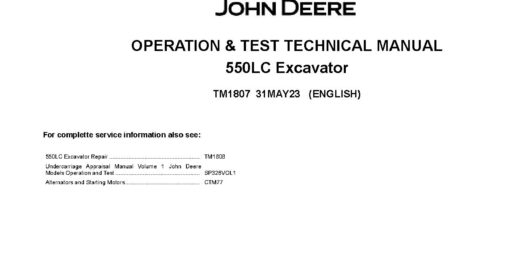 John Deere 550LC Crawler Excavators Operation and Test Manual