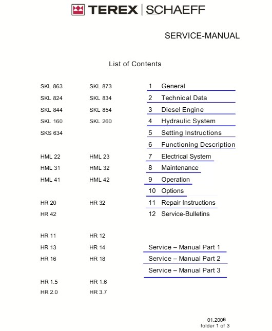 Cat Repair Manual (PDF) Terex Hr 42 Specifications Excavator Workshop Service Manual
