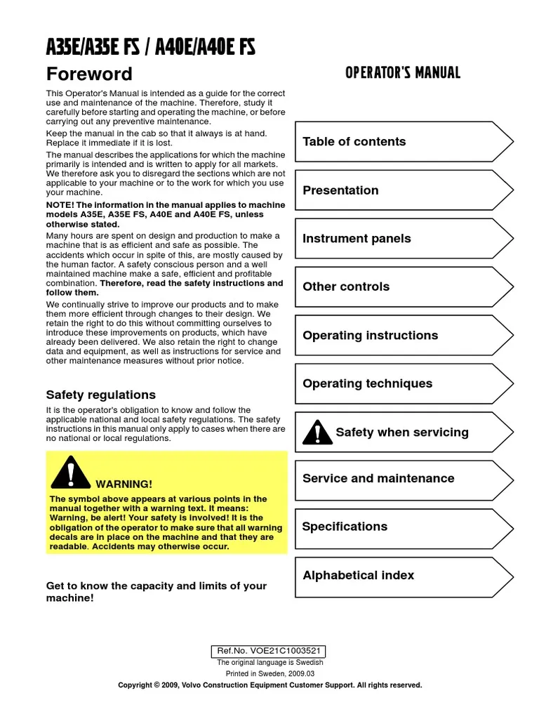 Volvo A40e OPERATOR MAINTENANCE Manual Illustration