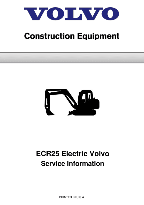 Volvo Ecr25d Excavator Service Repair Manual