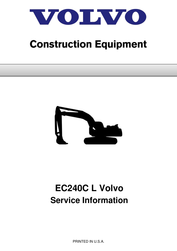 Cat Repair Manual (PDF) Volvo ec240c l excavator service repair manual
