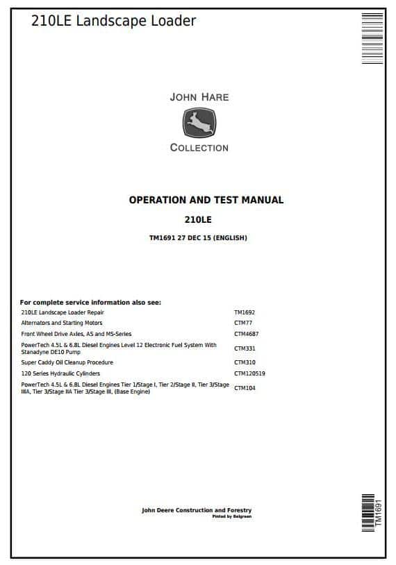 Cat Repair Manual (PDF) John Deere 210LE Landscape Loader Operation Diagnostic Test Service Manual