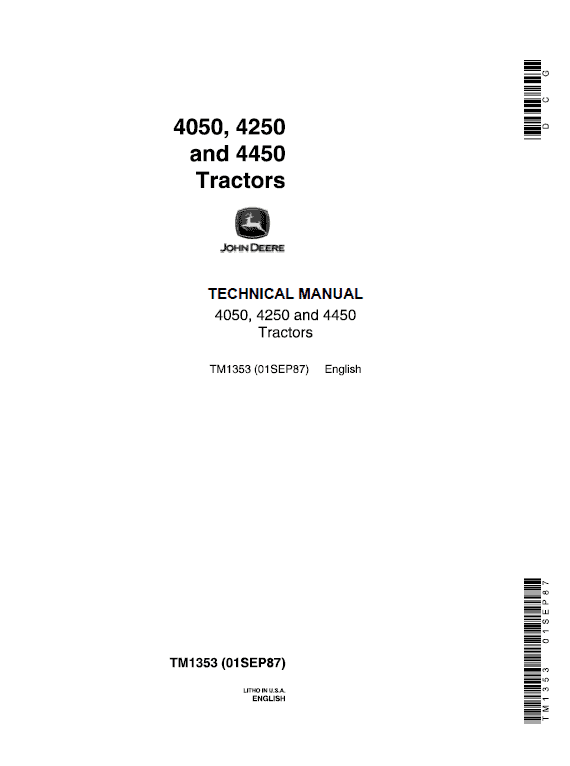 Cat Repair Manual (PDF) John Deere 4050, 4250 4450 Tractors Service Technical Manual