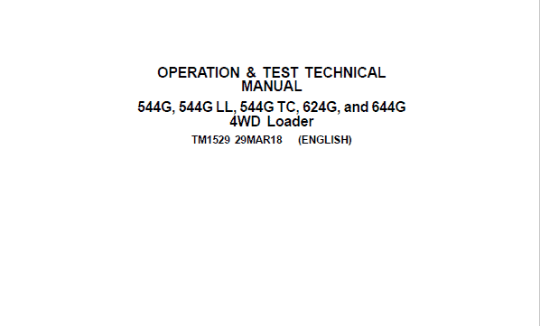 Cat Repair Manual (PDF) John Deere 544G 644G Loader Technical Manual