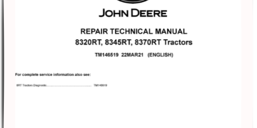 John Deere 8320RT, 8345RT, 8370RT Tractors Repair Manual TM14651