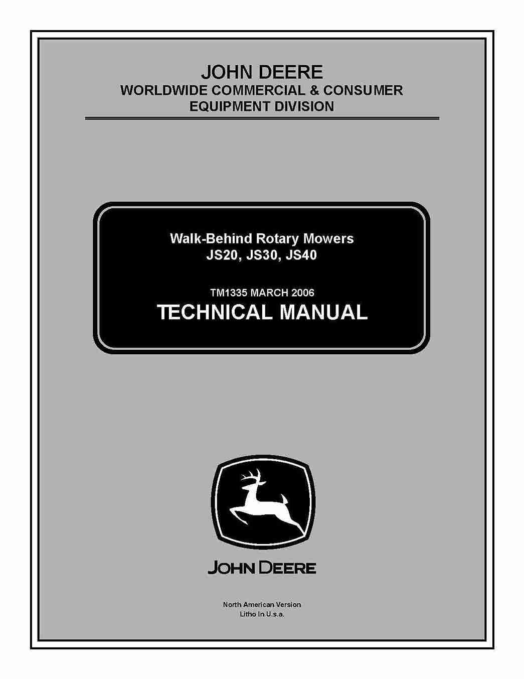 John Deere JS30 Walk-Behind Rotary Mowers Technical Manual