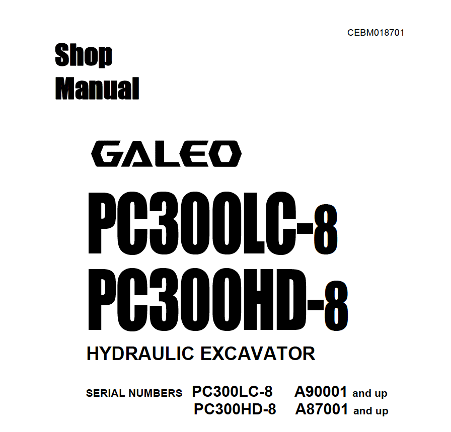 Cat Repair Manual (PDF) Komatsu Pc300hd-8 Excavator Workshop Repair Service Manual