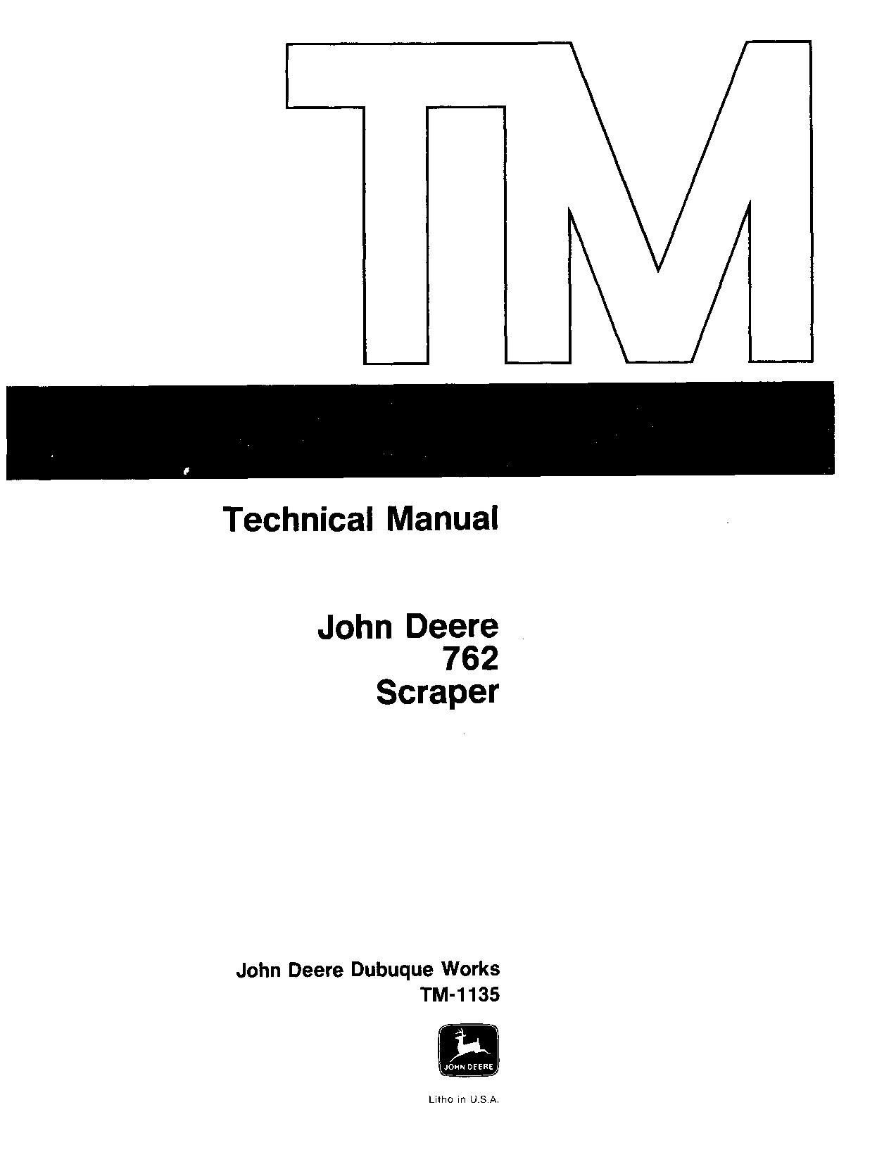 John Deere 762 Elevating Scrapers Technical Manual TM1135
