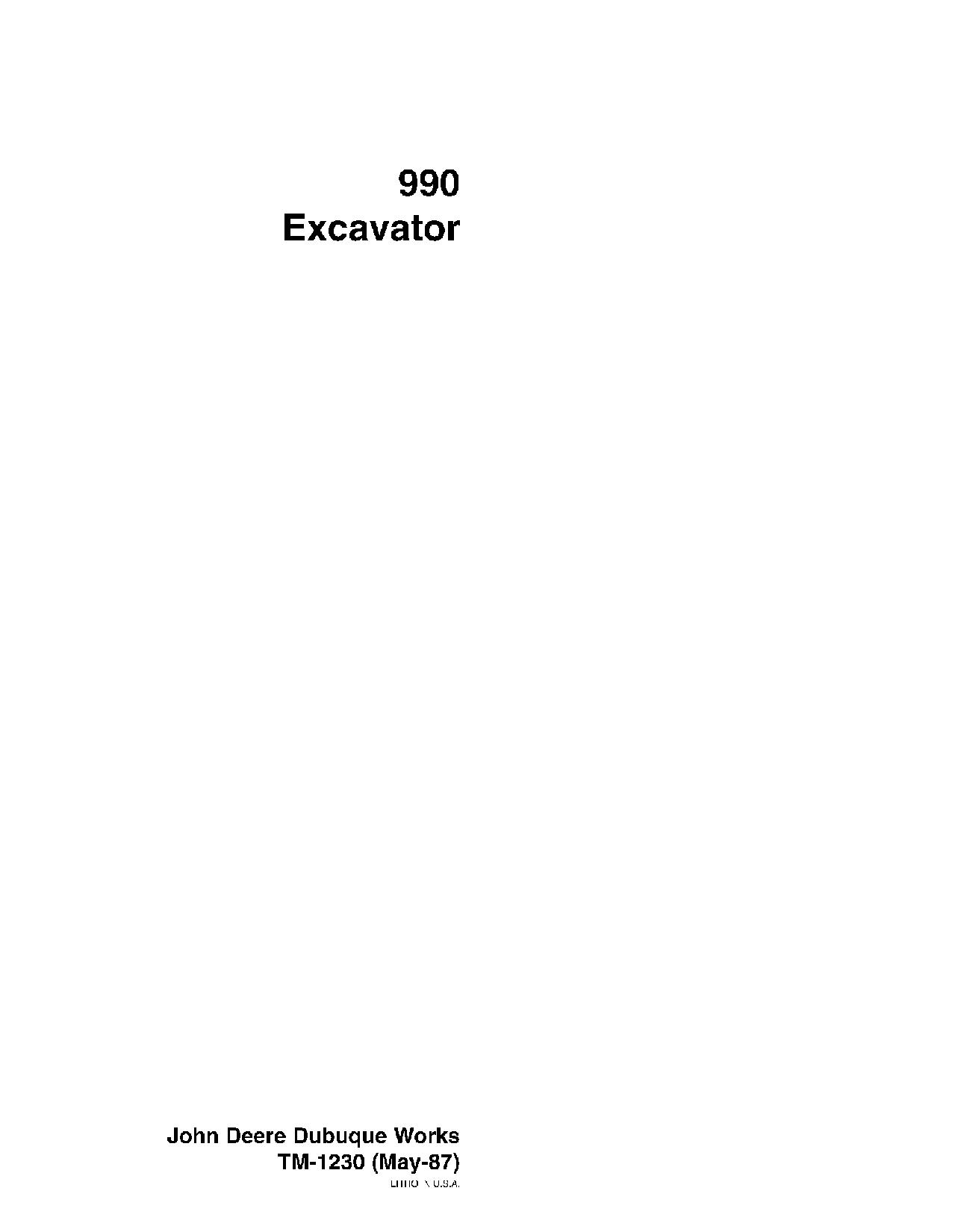 John Deere 990 Excavator Service Manual TM1230