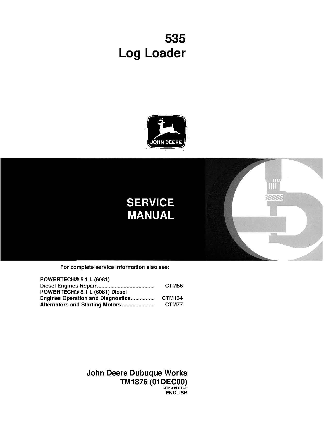 Cat Repair Manual (PDF) John deere 535 log loader specs Service Repair Manual