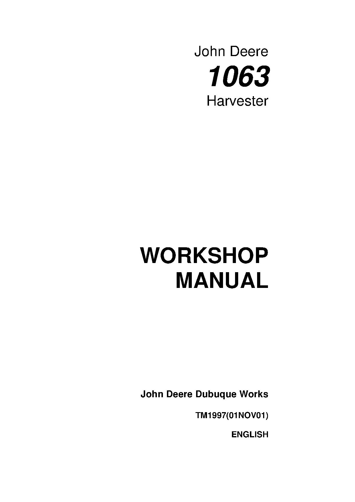 John Deere 1063 Harvester Service Repair Manual