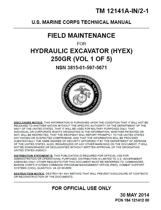 John Deere 250GR Excavator Maintenance Manual TM12141AJohn Deere 250GR Excavator Maintenance Manual TM12141A